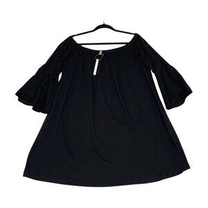 ASOS Black Off Shoulder Mini Dress Bell Sleeves Size 14 NWT